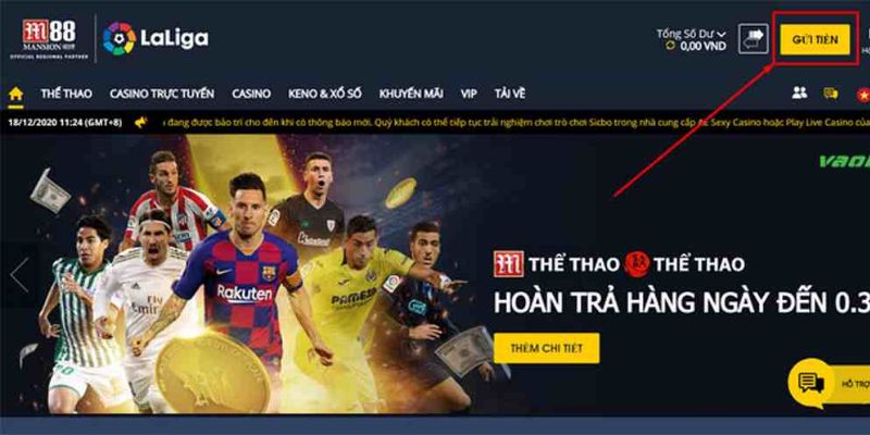 Phương thức nạp tiền M88